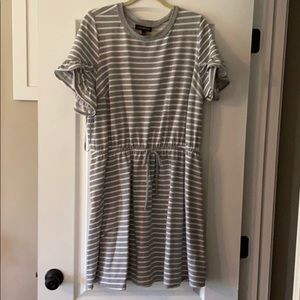 Gray and white striped Lane Bryant jersey dress